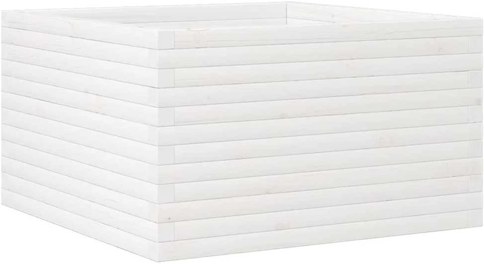 Sodo lovelis, baltas, 80x80x45,5cm, pušies medienos masyvas