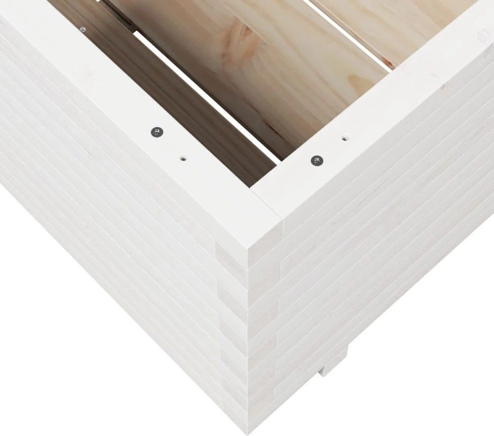 Sodo lovelis, baltas, 80x80x49,5cm, pušies medienos masyvas
