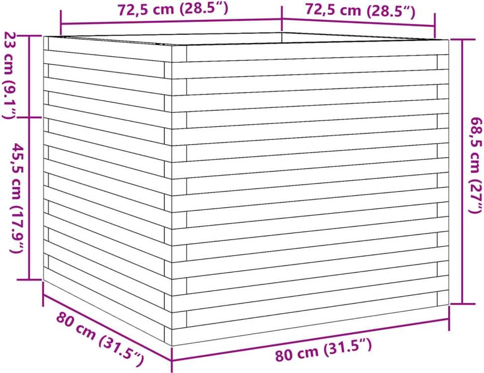 Sodo lovelis, baltas, 80x80x68,5cm, pušies medienos masyvas