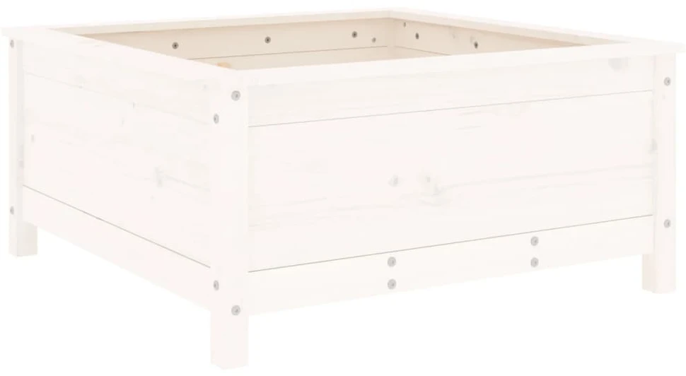 Sodo lovelis, baltas, 82,5x82,5x39cm, pušies medienos masyvas