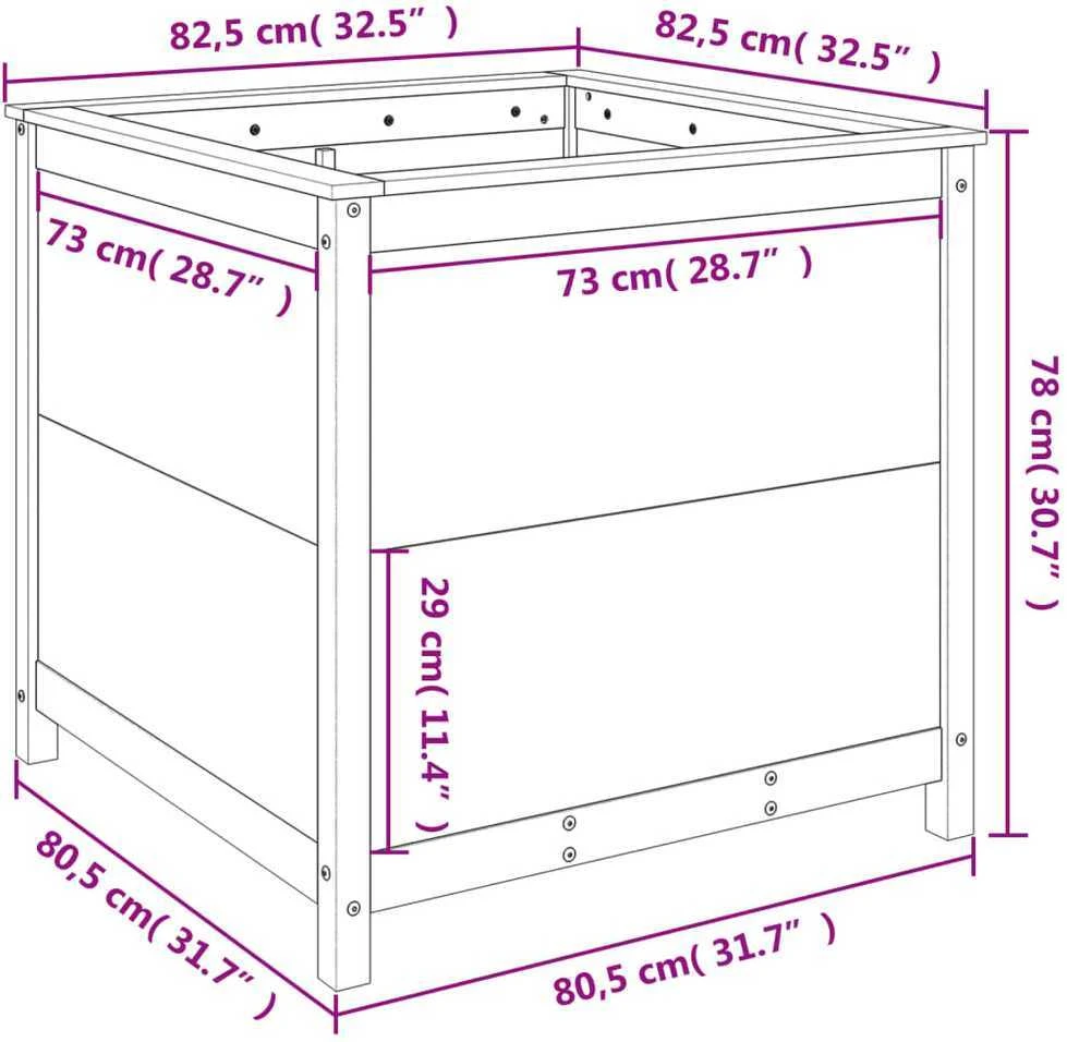 Sodo lovelis, baltas, 82,5x82,5x78cm, pušies medienos masyvas