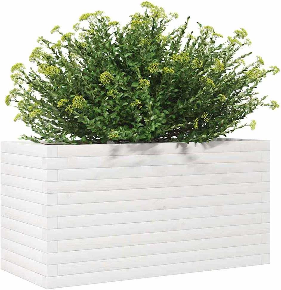 Sodo lovelis, baltas, 90x40x45,5cm, pušies medienos masyvas