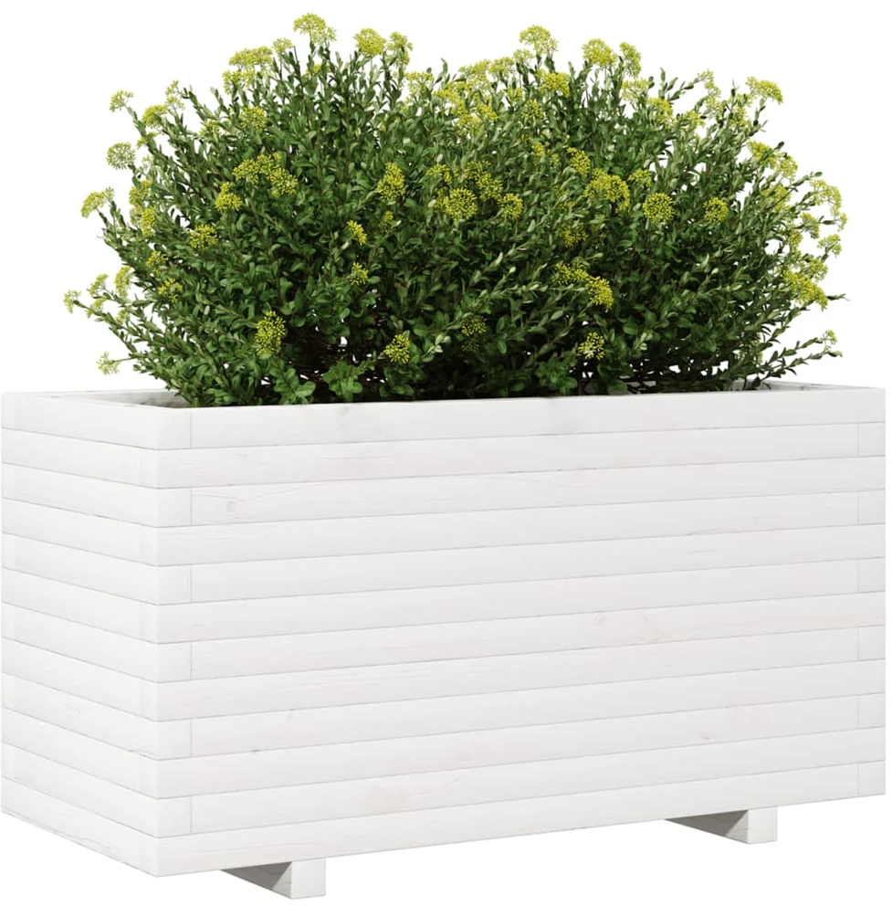 Sodo lovelis, baltas, 90x40x49,5cm, pušies medienos masyvas