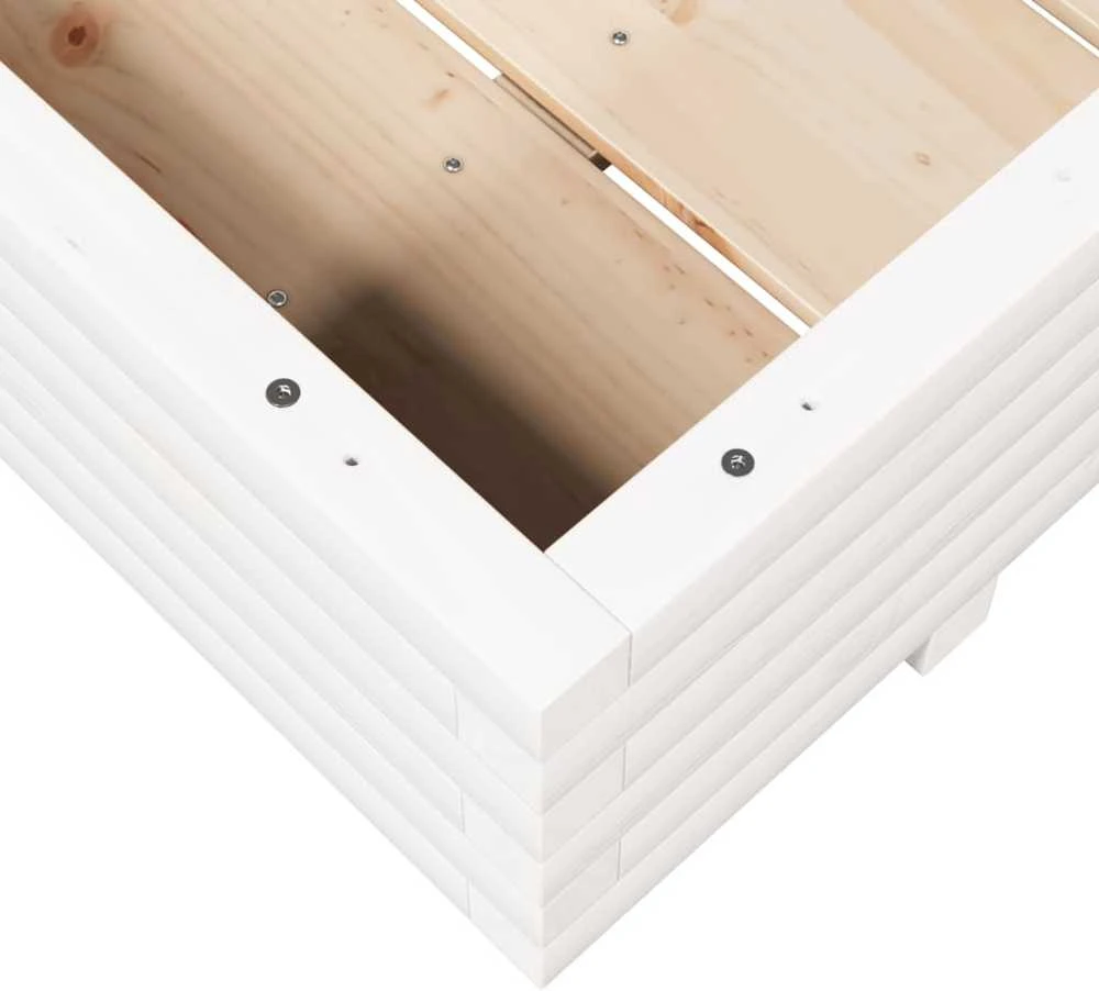 Sodo lovelis, baltas, 90x60x26,5cm, pušies medienos masyvas
