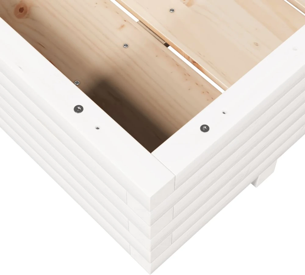 Sodo lovelis, baltas, 90x60x26,5cm, pušies medienos masyvas