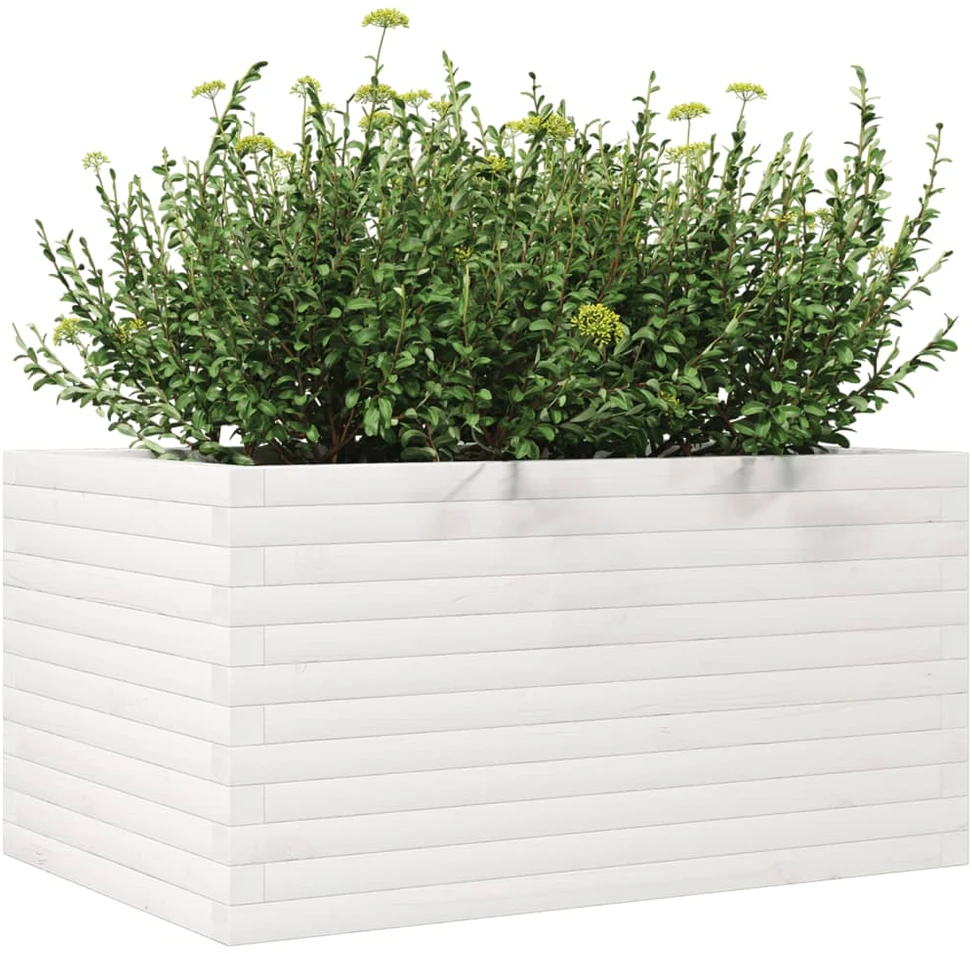 Sodo lovelis, baltas, 90x60x45,5cm, pušies medienos masyvas