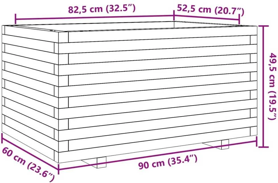 Sodo lovelis, baltas, 90x60x49,5cm, pušies medienos masyvas