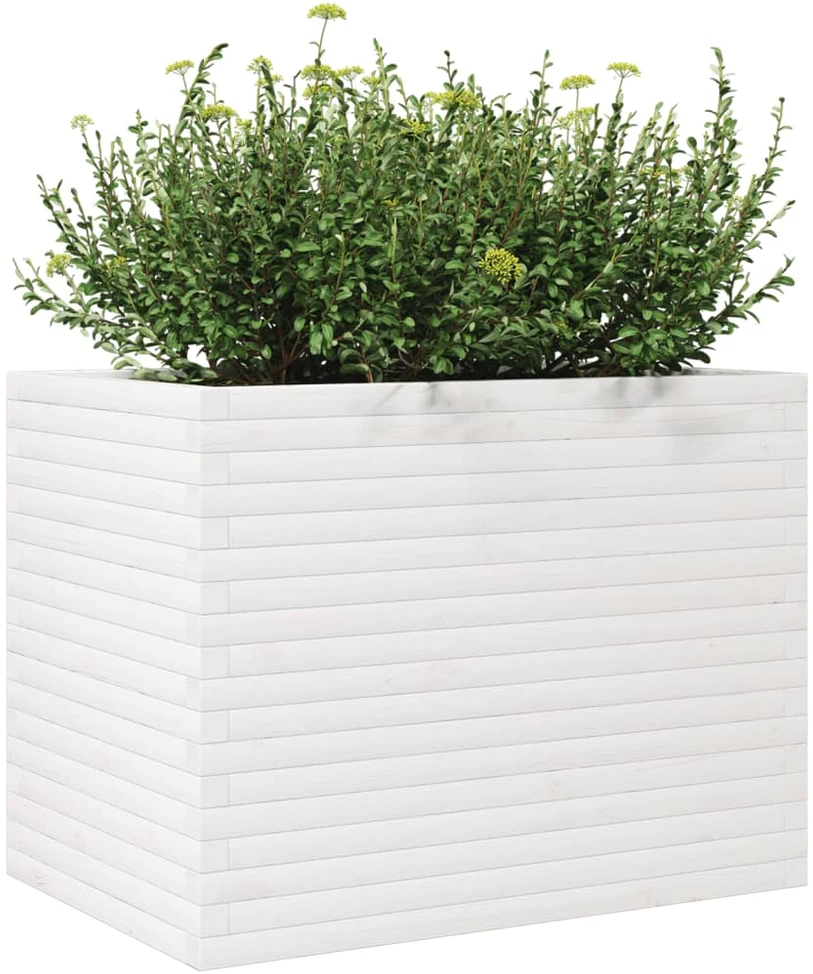 Sodo lovelis, baltas, 90x60x68,5cm, pušies medienos masyvas