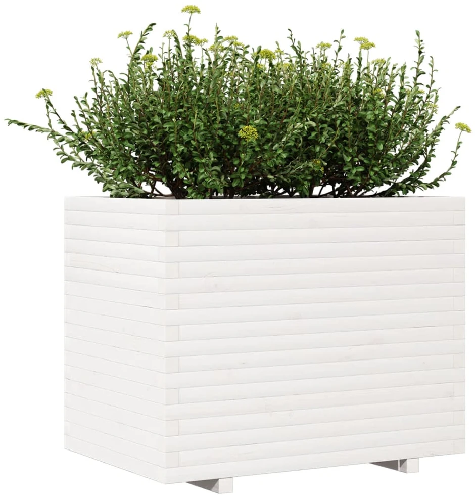 Sodo lovelis, baltas, 90x60x72,5cm, pušies medienos masyvas