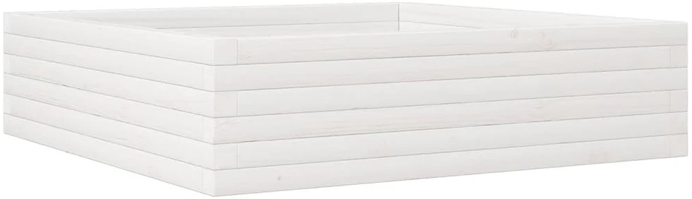 Sodo lovelis, baltas, 90x90x23cm, pušies medienos masyvas