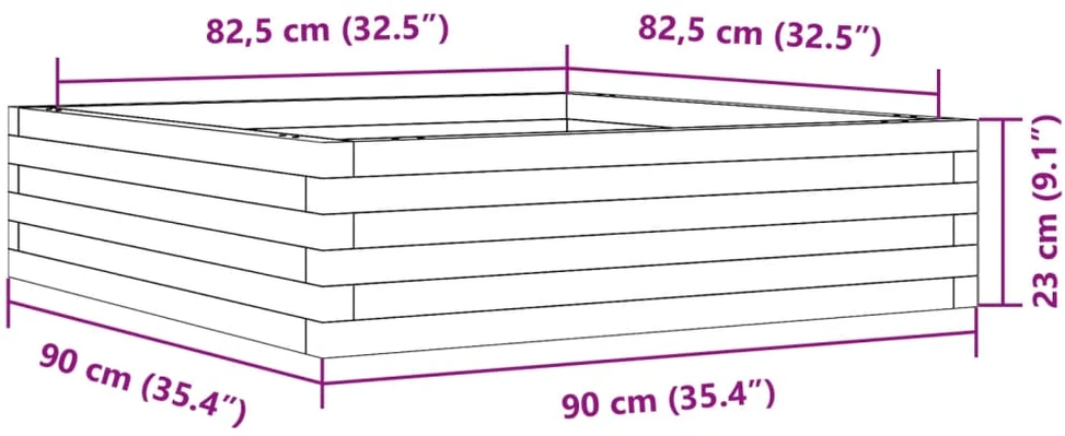 Sodo lovelis, baltas, 90x90x23cm, pušies medienos masyvas