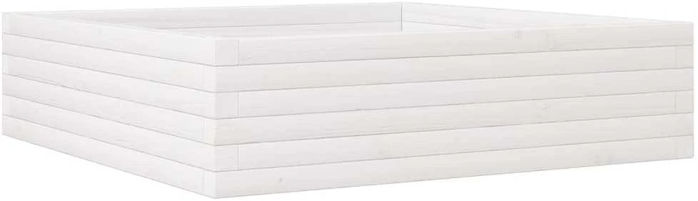 Sodo lovelis, baltas, 90x90x23cm, pušies medienos masyvas