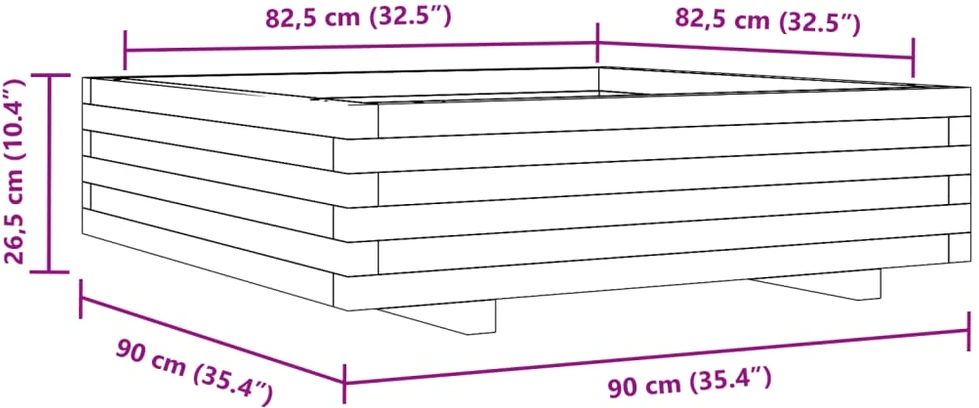Sodo lovelis, baltas, 90x90x26,5cm, pušies medienos masyvas