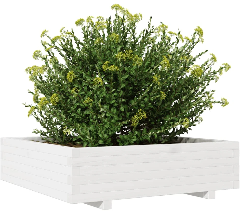 Sodo lovelis, baltas, 90x90x26,5cm, pušies medienos masyvas