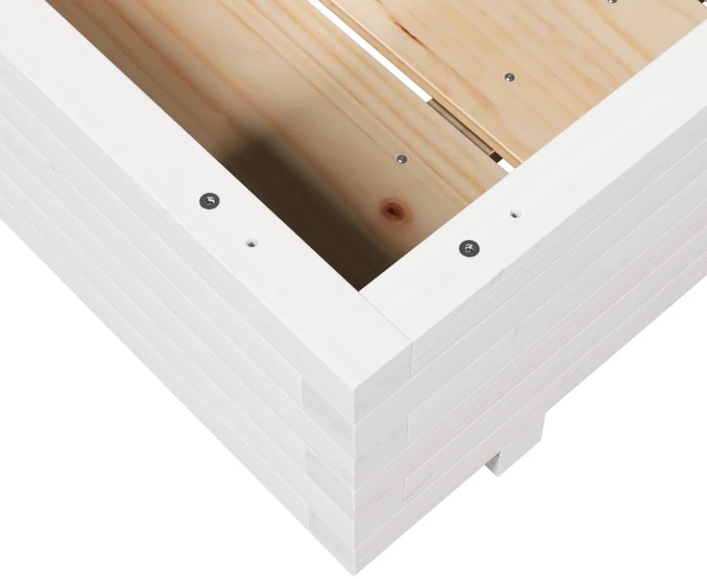Sodo lovelis, baltas, 90x90x26,5cm, pušies medienos masyvas