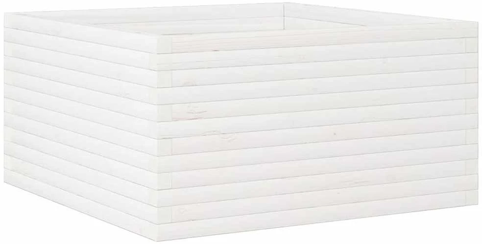 Sodo lovelis, baltas, 90x90x46cm, pušies medienos masyvas