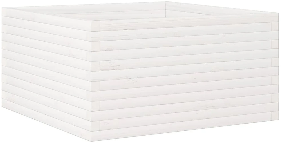 Sodo lovelis, baltas, 90x90x46cm, pušies medienos masyvas