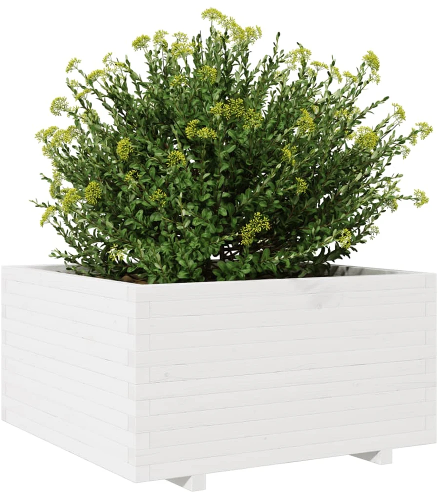 Sodo lovelis, baltas, 90x90x49,5cm, pušies medienos masyvas