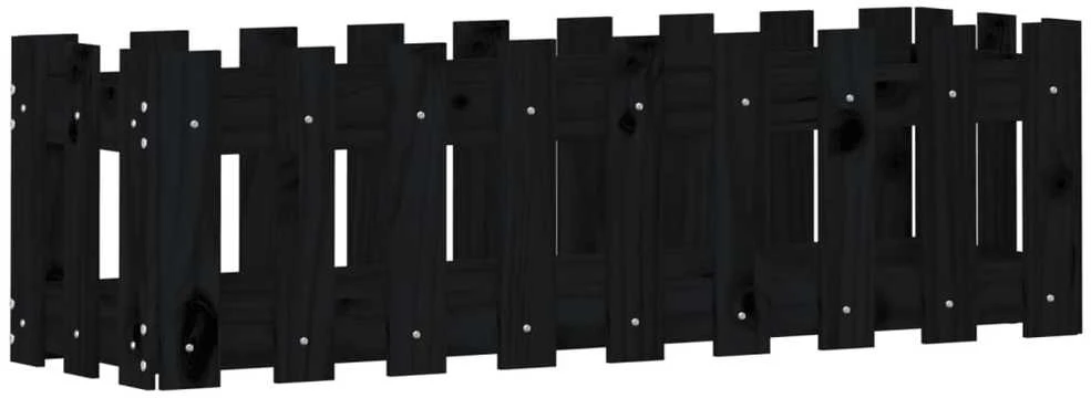 Sodo lovelis, juodas, 100x30x30cm, pušis, tvorelės dizaino