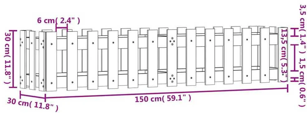 Sodo lovelis, juodas, 150x30x30cm, pušis, tvorelės dizaino
