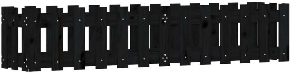 Sodo lovelis, juodas, 150x30x30cm, pušis, tvorelės dizaino