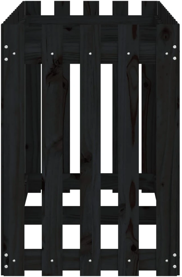Sodo lovelis, juodas, 150x50x70cm, pušis, tvorelės dizaino