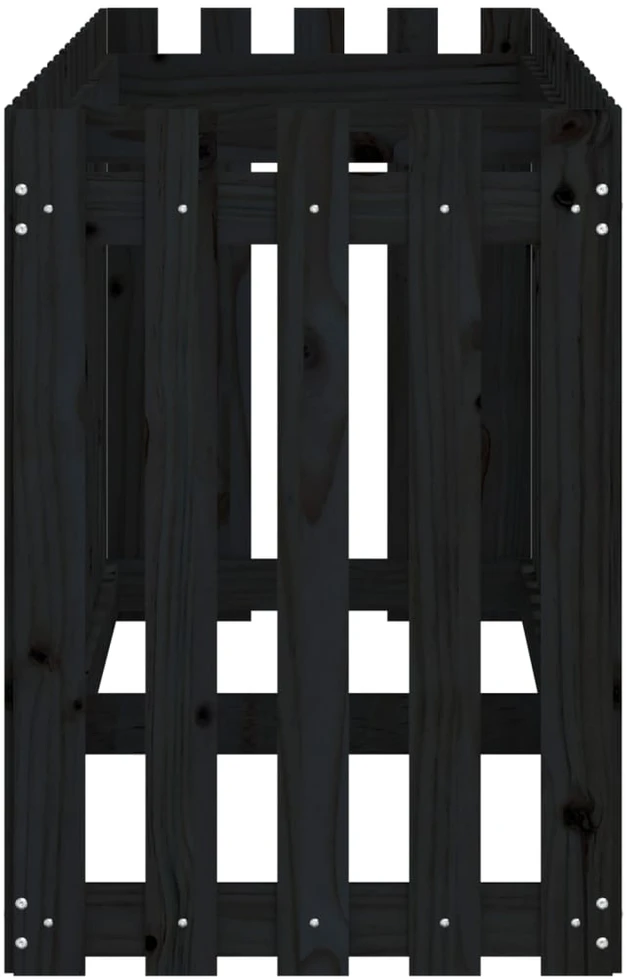 Sodo lovelis, juodas, 200x50x70cm, pušis, tvorelės dizaino