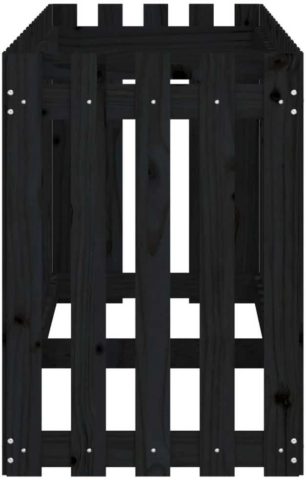 Sodo lovelis, juodas, 200x50x70cm, pušis, tvorelės dizaino