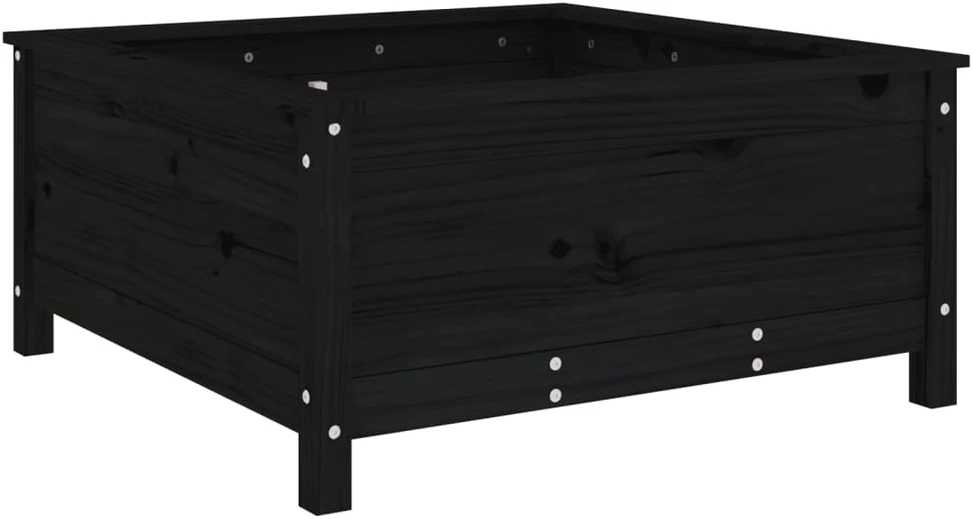 Sodo lovelis, juodas, 82,5x82,5x39cm, pušies medienos masyvas