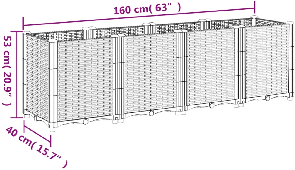 Sodo lovelis, juodos spalvos, 160x40x53cm, PP