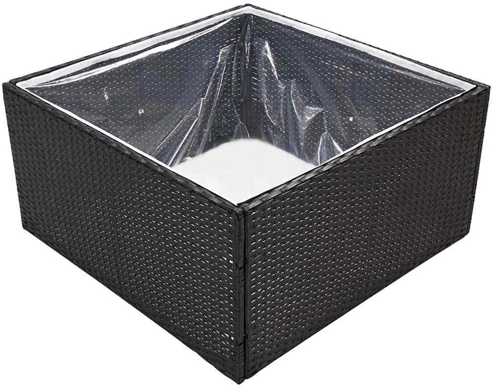 Sodo lovelis, juodos spalvos, 80x80x40cm, poliratanas