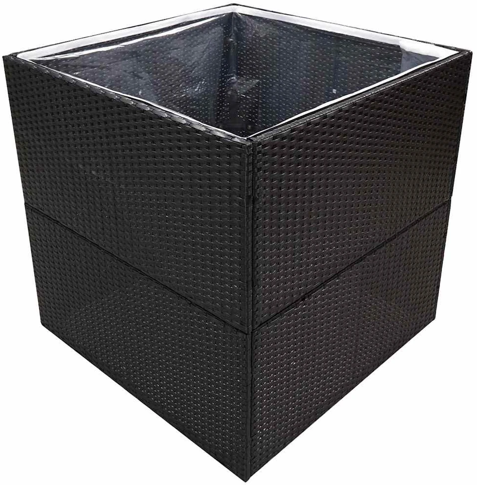 Sodo lovelis, juodos spalvos, 80x80x80cm, poliratanas