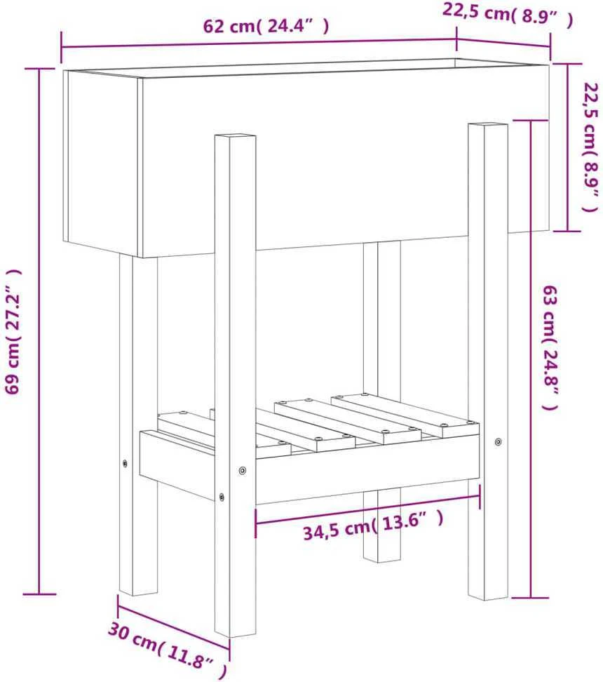 Sodo lovelis, medaus rudas, 62x30x69cm, pušies medienos masyvas