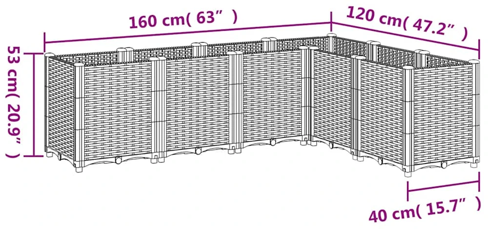 Sodo lovelis, pilkos spalvos, 160x120x53cm, PP