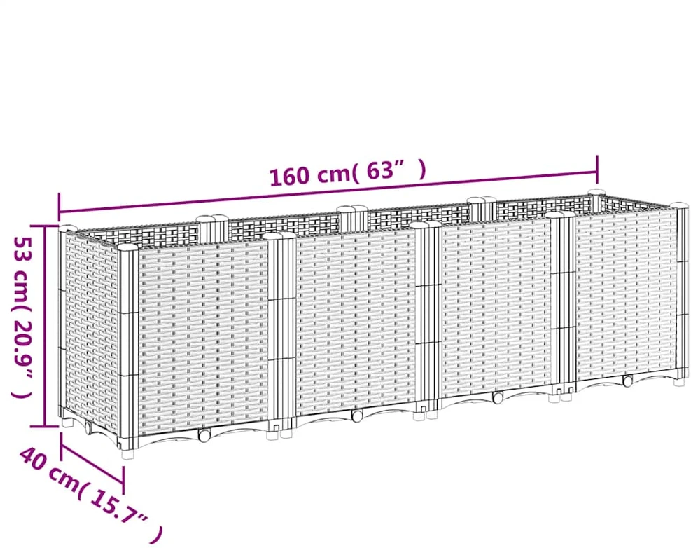 Sodo lovelis, pilkos spalvos, 160x40x53cm, PP