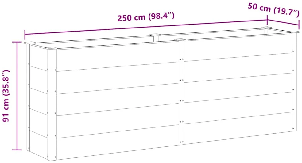 Sodo lovelis, pilkas, 250x50x91cm, WPC, aukštas