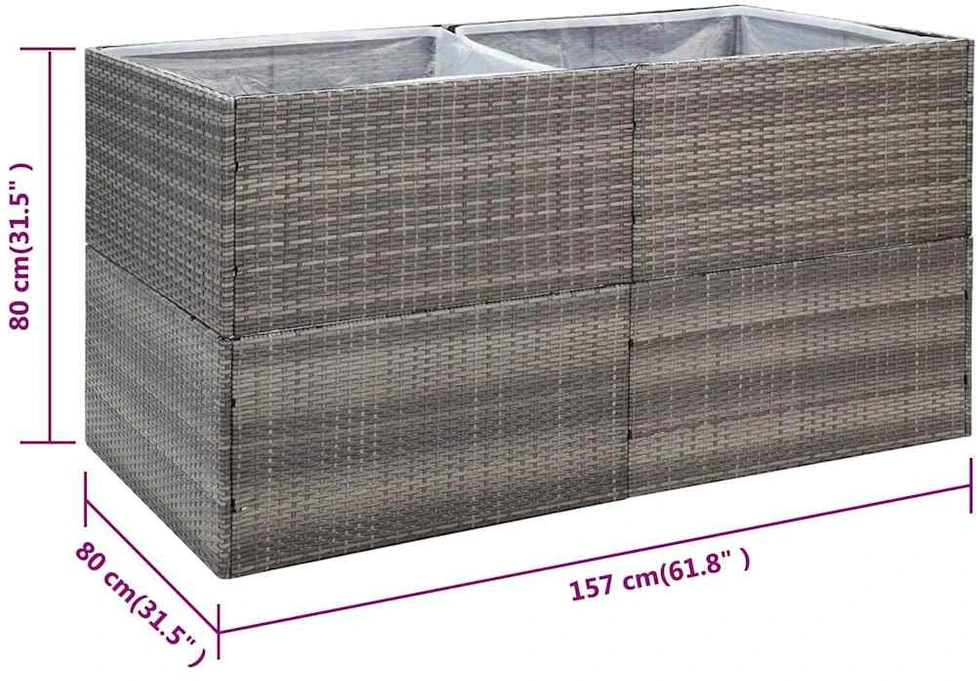 Sodo lovelis, pilkos spalvos, 157x80x80cm, poliratanas