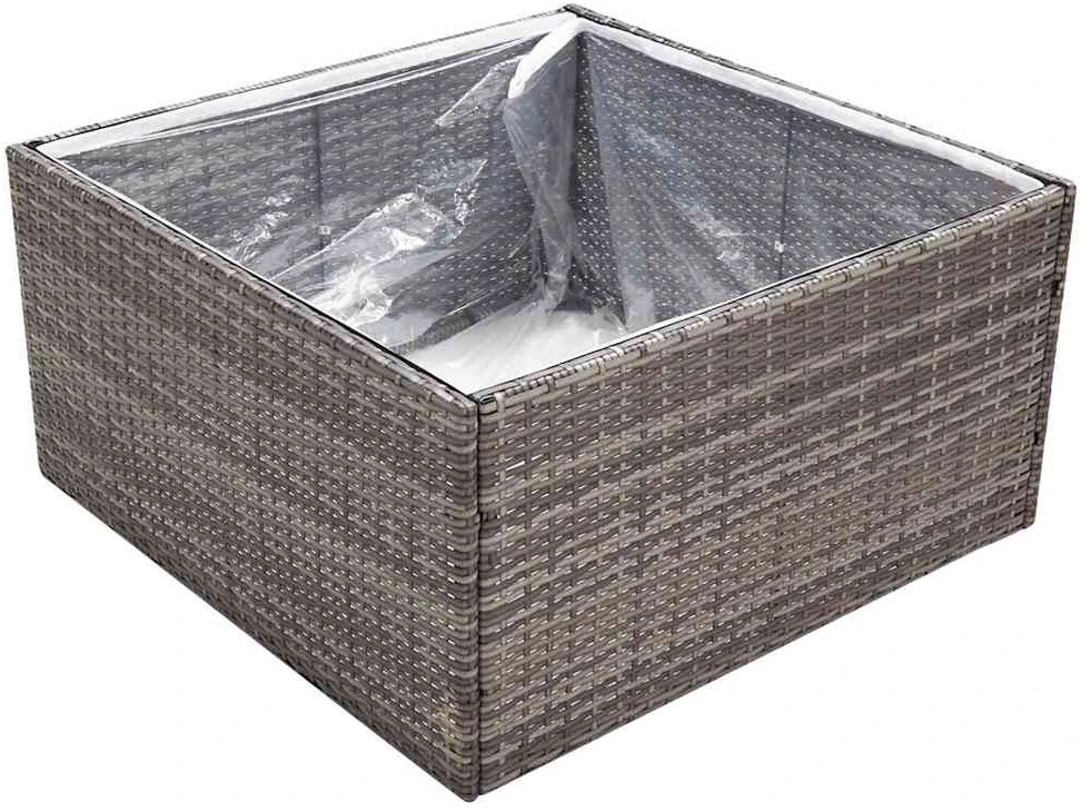 Sodo lovelis, pilkos spalvos, 80x80x40cm, poliratanas