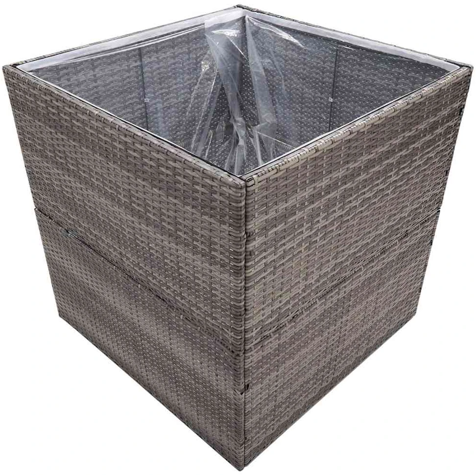Sodo lovelis, pilkos spalvos, 80x80x80cm, poliratanas