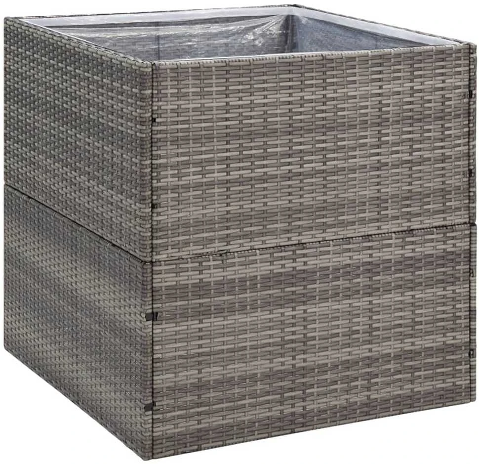 Sodo lovelis, pilkos spalvos, 80x80x80cm, poliratanas