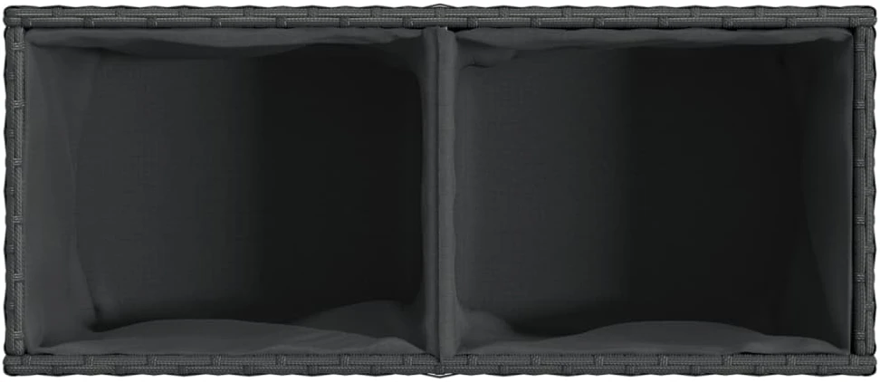 Sodo lovelis su 2 vazonais, juodas, 72x30x32cm, poliratanas