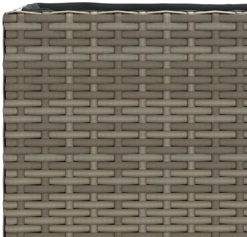 Sodo lovelis su 2 vazonais, pilkas, 90x20x40cm, poliratanas