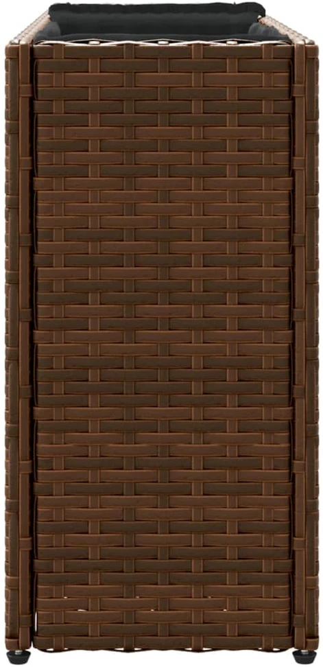 Sodo lovelis su 2 vazonais, rudas, 90x20x40cm, poliratanas