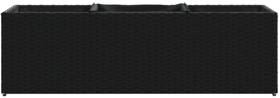 Sodo lovelis su 3 vazonais, juodas, 105x30x32cm, poliratanas