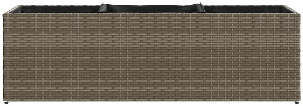 Sodo lovelis su 3 vazonais, pilkas, 105x30x32cm, poliratanas