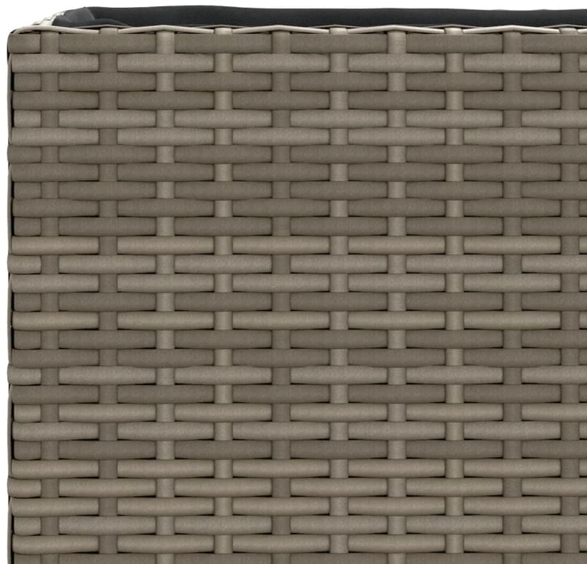 Sodo lovelis su 3 vazonais, pilkas, 105x30x32cm, poliratanas