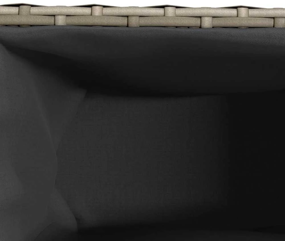 Sodo lovelis su 3 vazonais, pilkas, 105x30x32cm, poliratanas