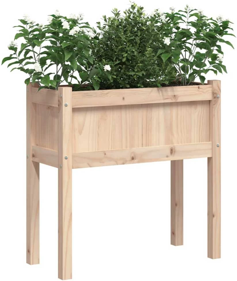 Sodo lovelis su kojelėmis, 70x31x70cm, pušies medienos masyvas