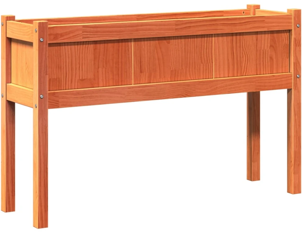 Sodo lovelis su kojelėmis, vaško rudas, 110x31x70cm, pušis