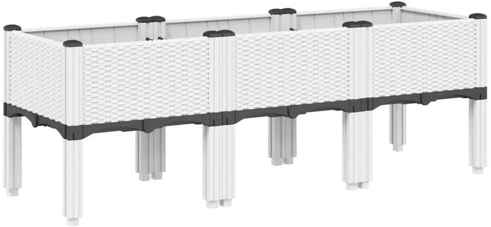 Sodo lovelis su kojomis, baltos spalvos, 120x40x42cm, PP